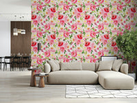 Pretty peony Blush Bloom Watercolor wallpaper soft blush vibrant flower print.