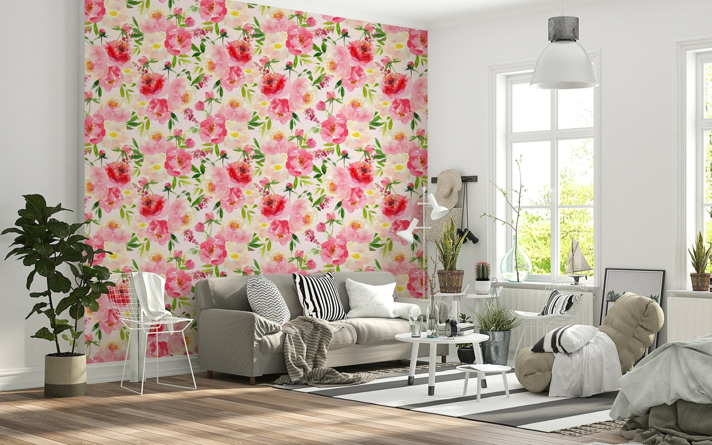 Soft floral watercolor wallpaper Blush Bloom Watercolor peonies greenery art.