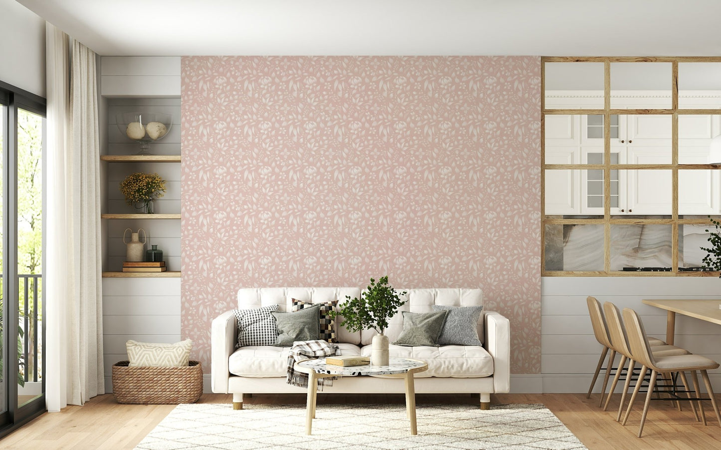 Light blooming Blush blooming spring calming flowers Wallpaper pattern image.
