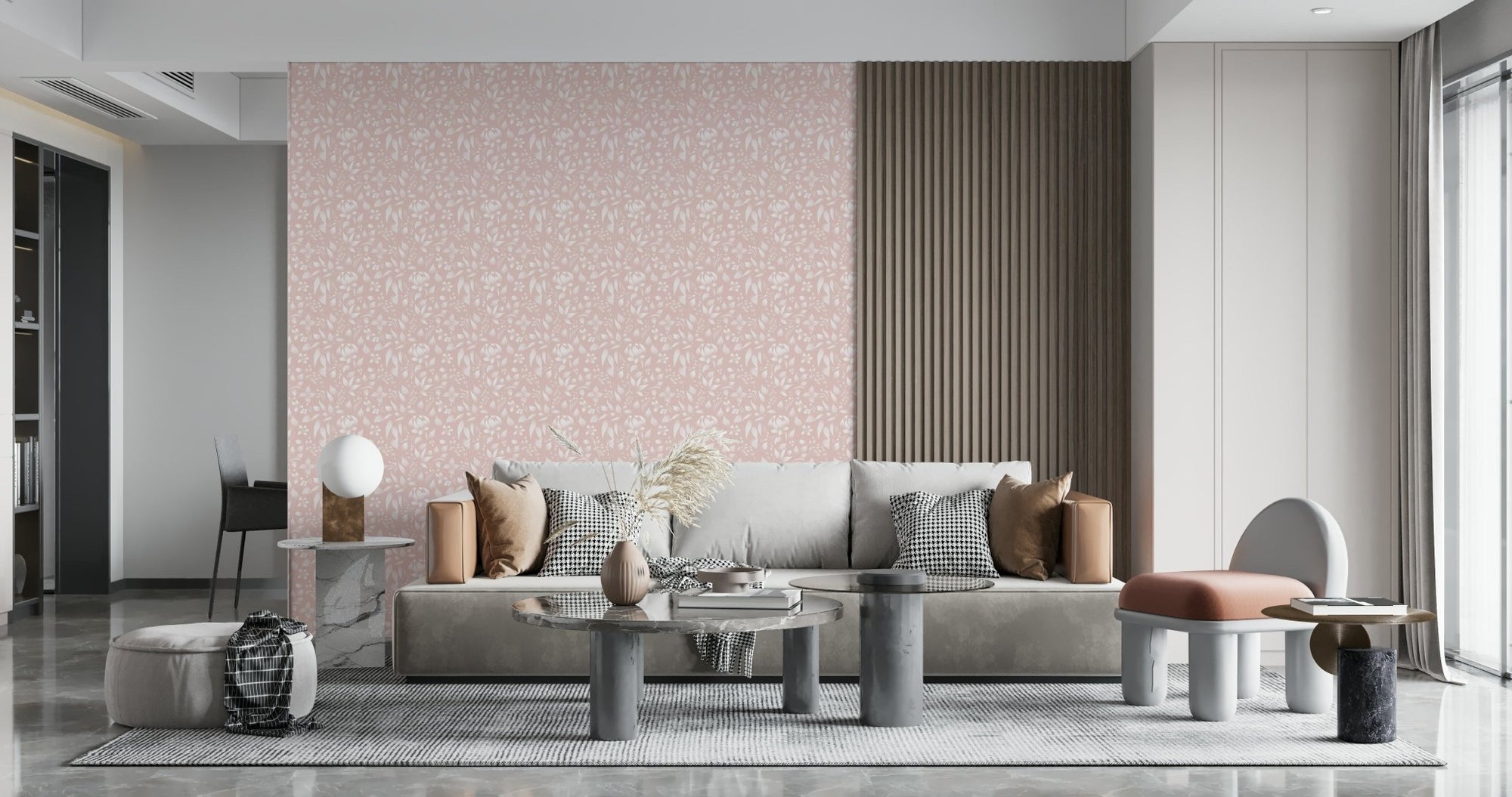 Soft floral Blush blooming spring calming flowers Wallpaper pattern., GD6456