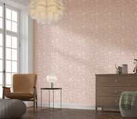 Calming botanical Blush blooming spring calming flowers Wallpaper motif.
