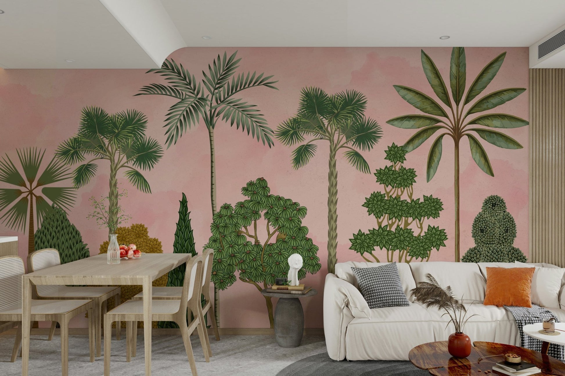 The flowers are in various shades of blush pink, cream, and muted gold.
