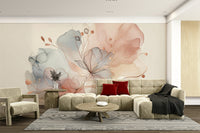 Lush blush botanical mural for a stylish home upgrade.

