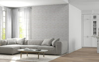 A graceful subtle bloom wall mural in soft, elegant tones.