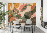 A beautiful modern art wall mural of delicate flowers.