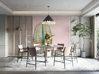 Modern cactus wall mural in pastel blush colors

