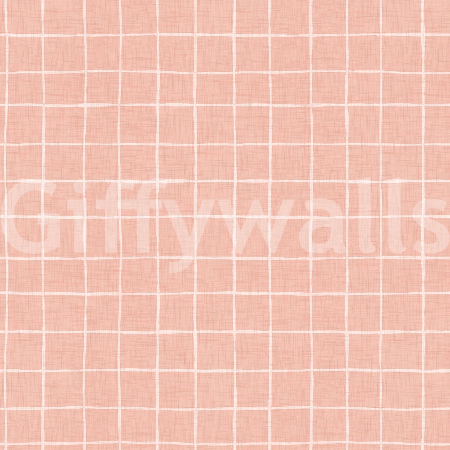 Subtle peach pink check wallpaper with linen feel.