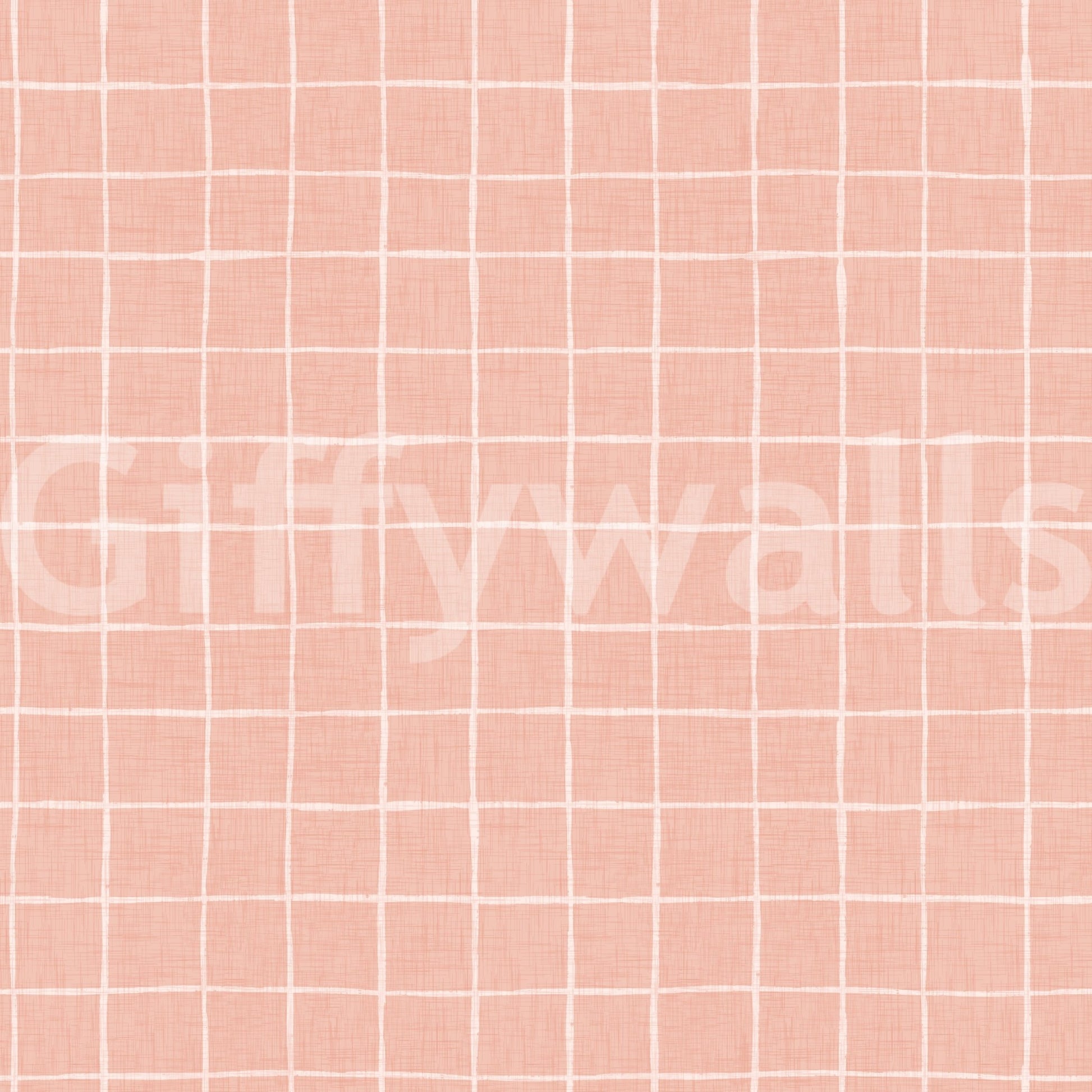 Subtle peach pink check wallpaper with linen feel.