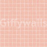 Subtle peach pink check wallpaper with linen feel.