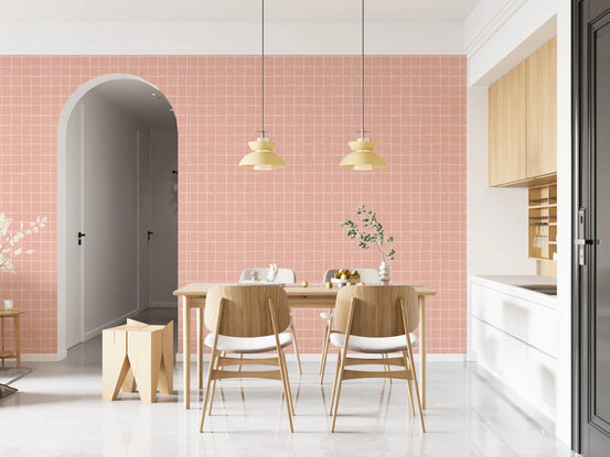 Soft peach pink grid pattern for wall surfaces., GD8463