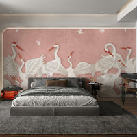 The design features a repeating pattern of graceful, flying cranes. GD4315

