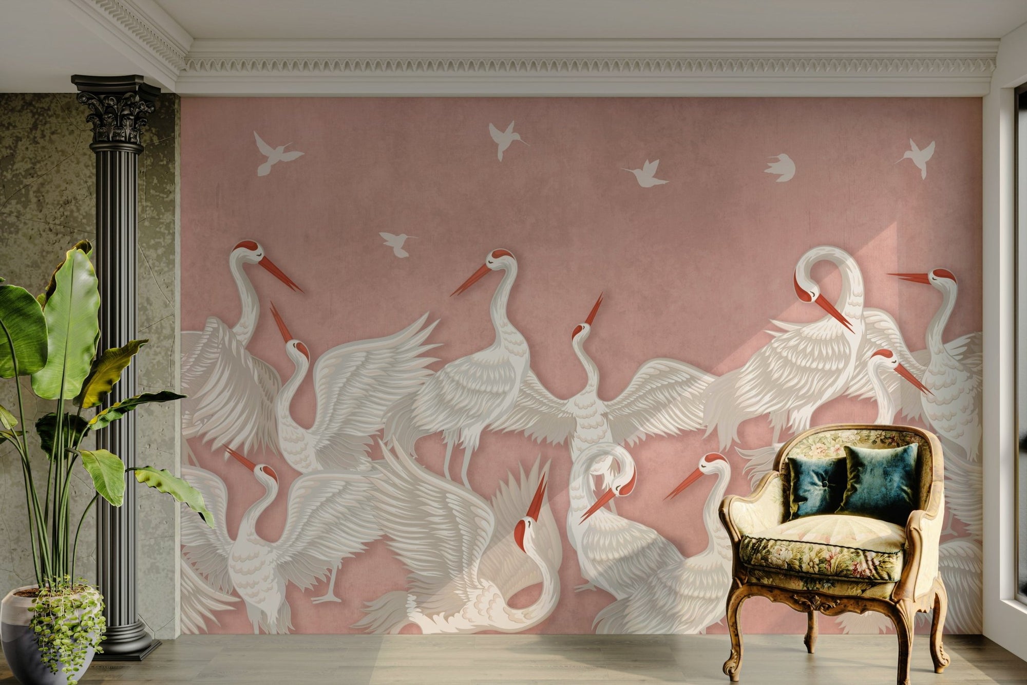 A peaceful wall mural with a soft, elegant design. GD4315

