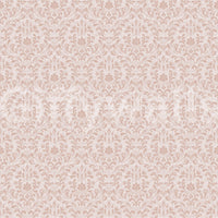 Subtle pink damask wallpaper for a minimalist workspace