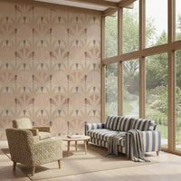 Botanical wallpaper featuring Blush Deco Foliage with blush color palette