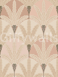 Blush Deco Foliage wallpaper with layered foliage shapes and neutral tones