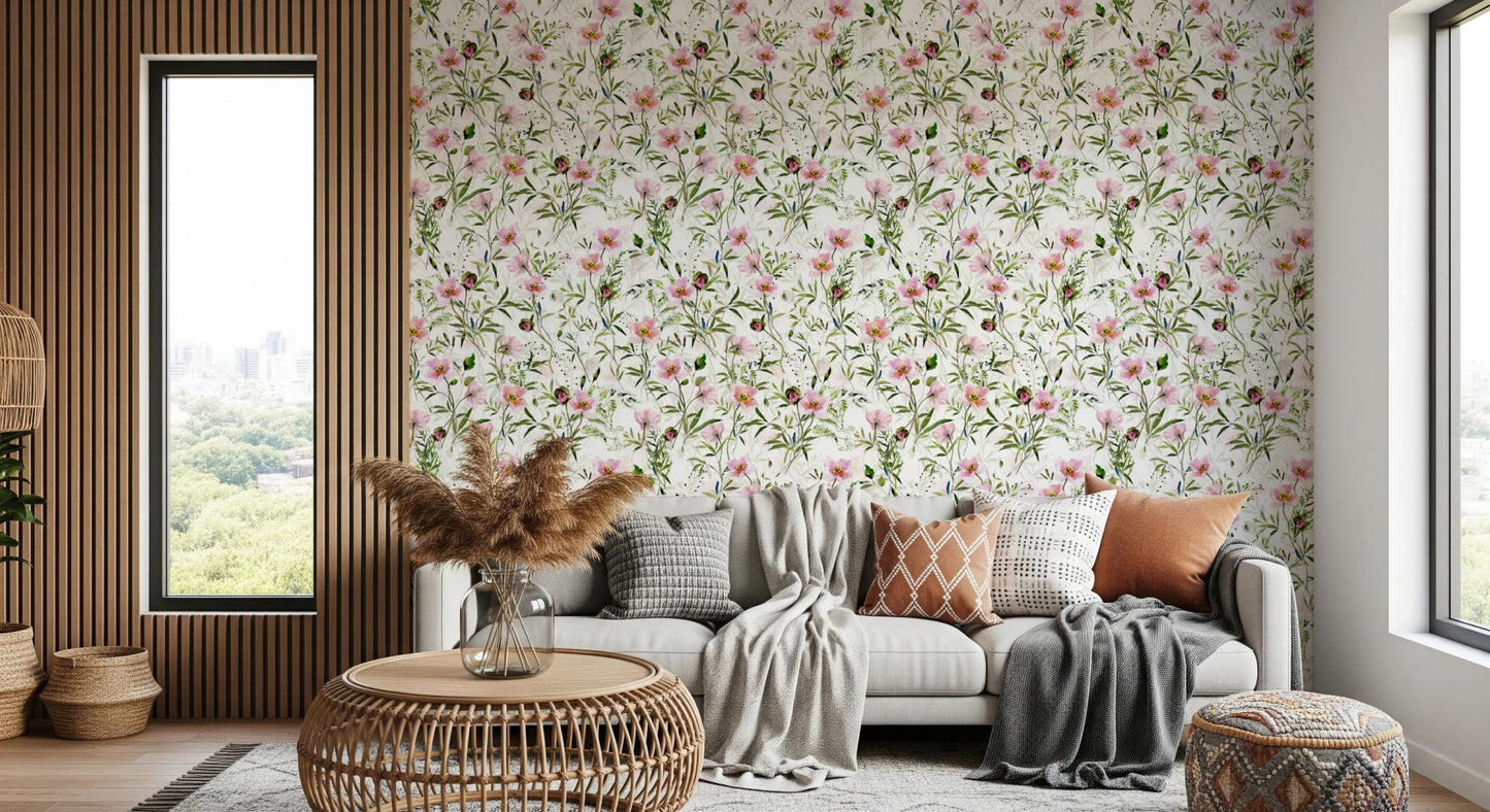 Blush Floral Dream wallpaper with pink floral