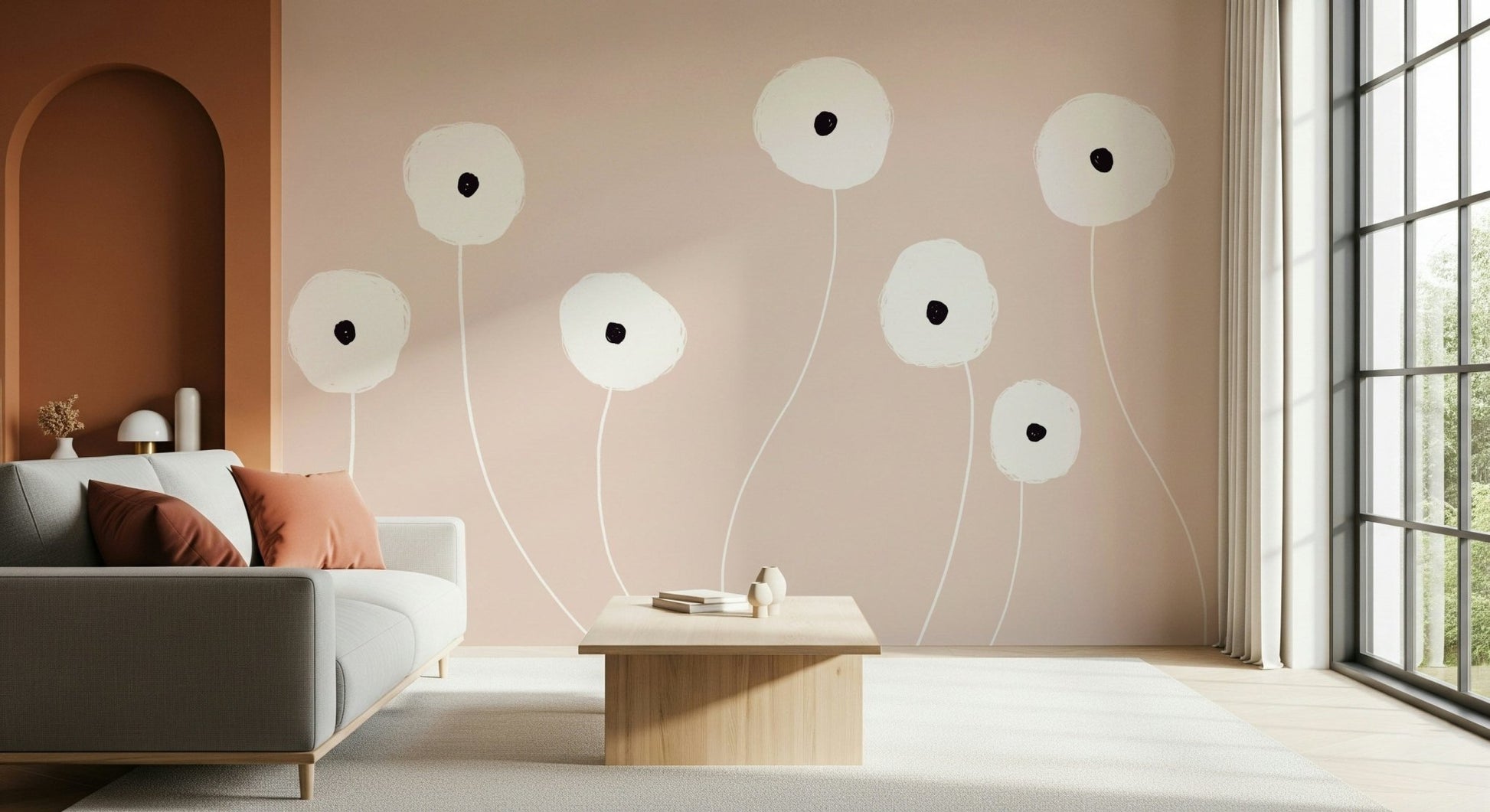 An artistic nature inspired mural for home decor.

