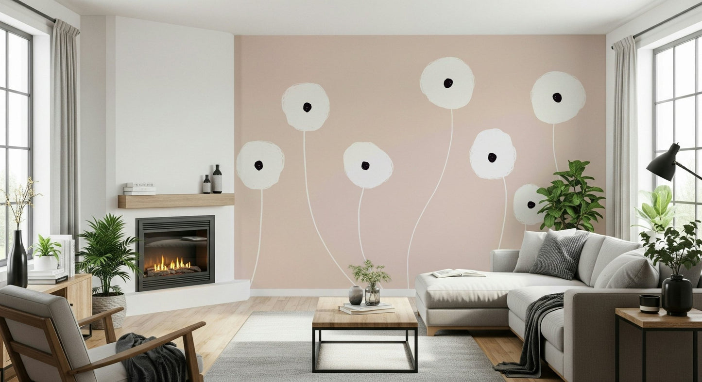 A contemplative floral pattern wallpaper mural for a feature wall.

