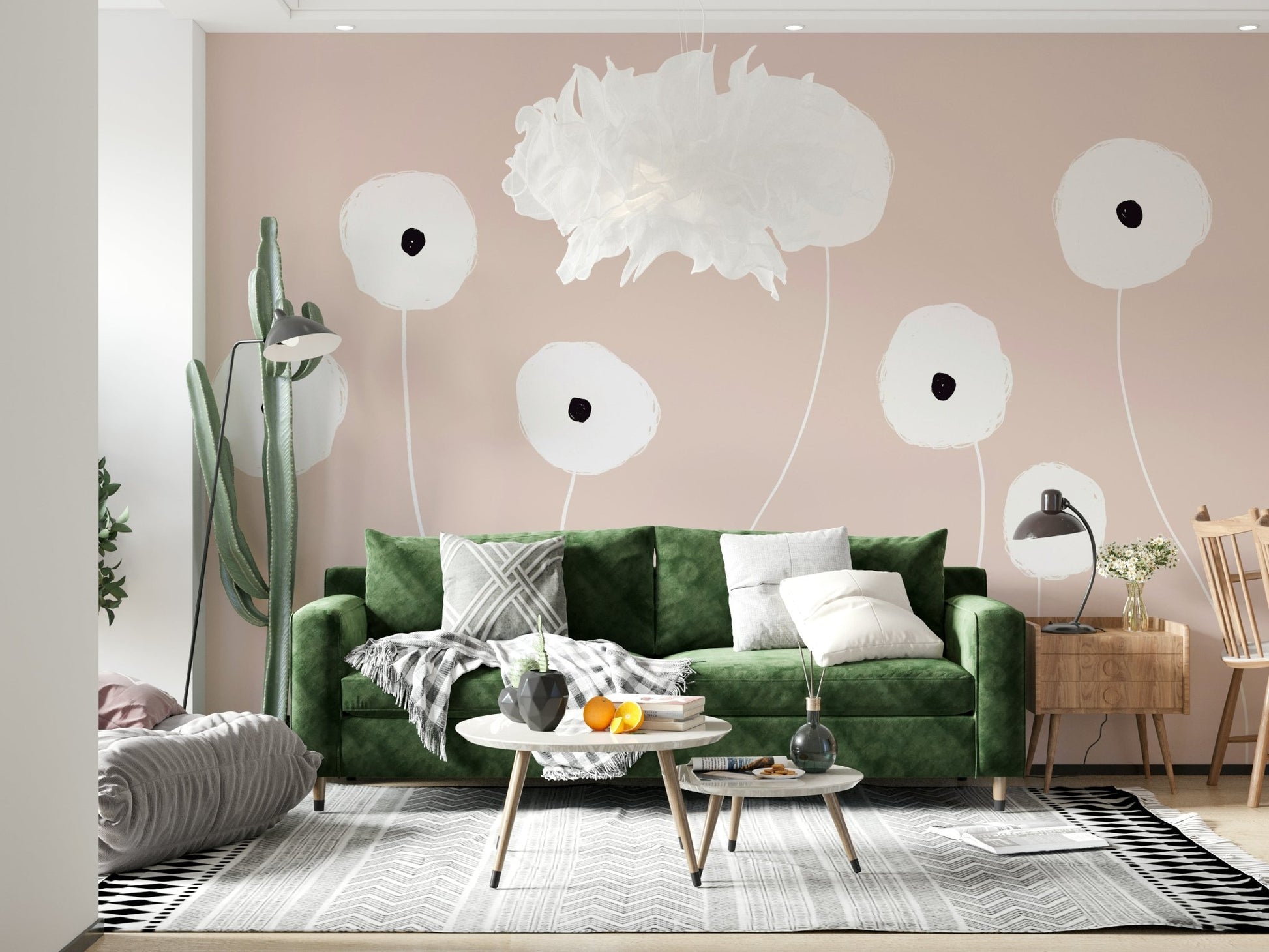 A classic soft floral wallpaper for walls.


