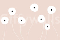 A calming floral design wallpaper mural that defines a space.

