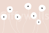 A calming floral design wallpaper mural that defines a space.

