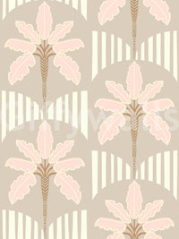 Blush Fronds & Stripes Wallpaper⁠