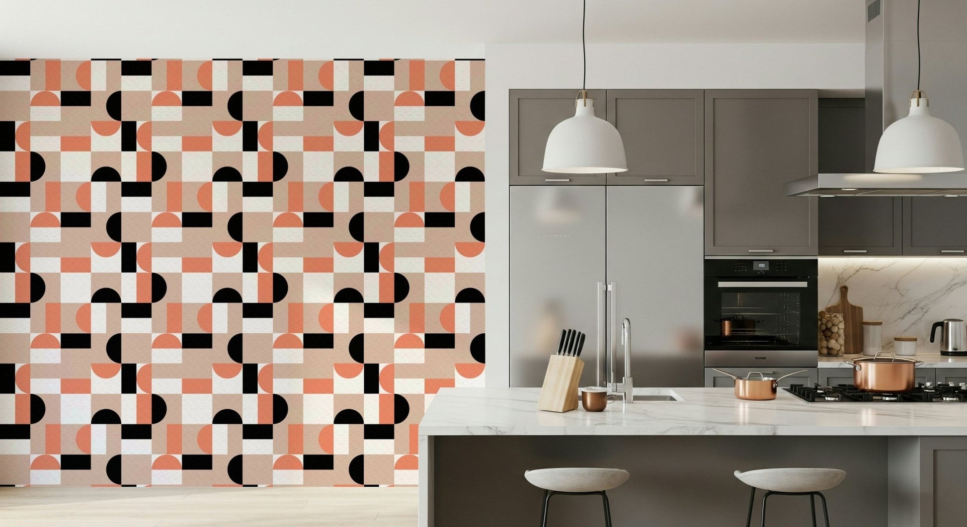 Geometric art deco inspired wall pattern.