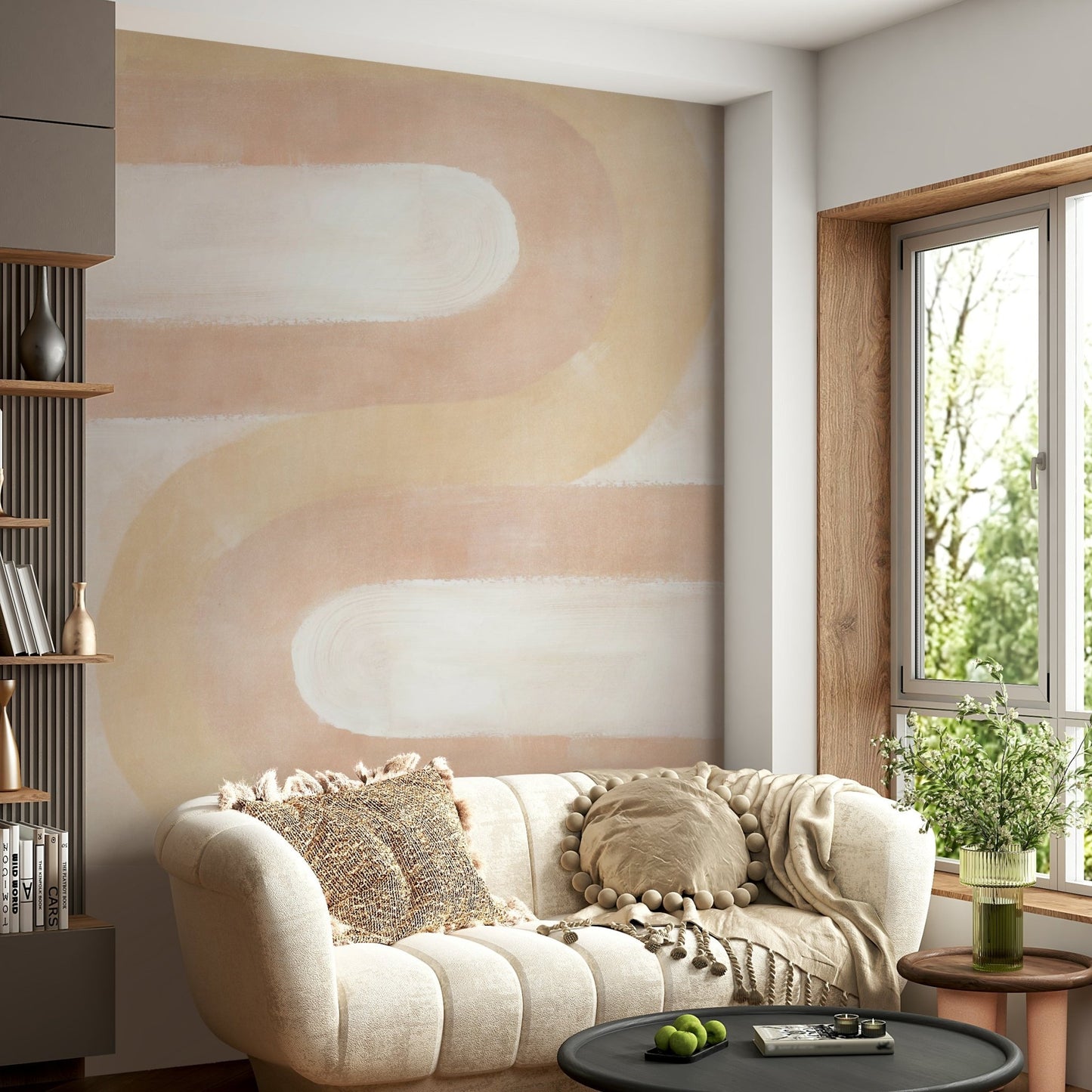 Beige and blush arched mural style

