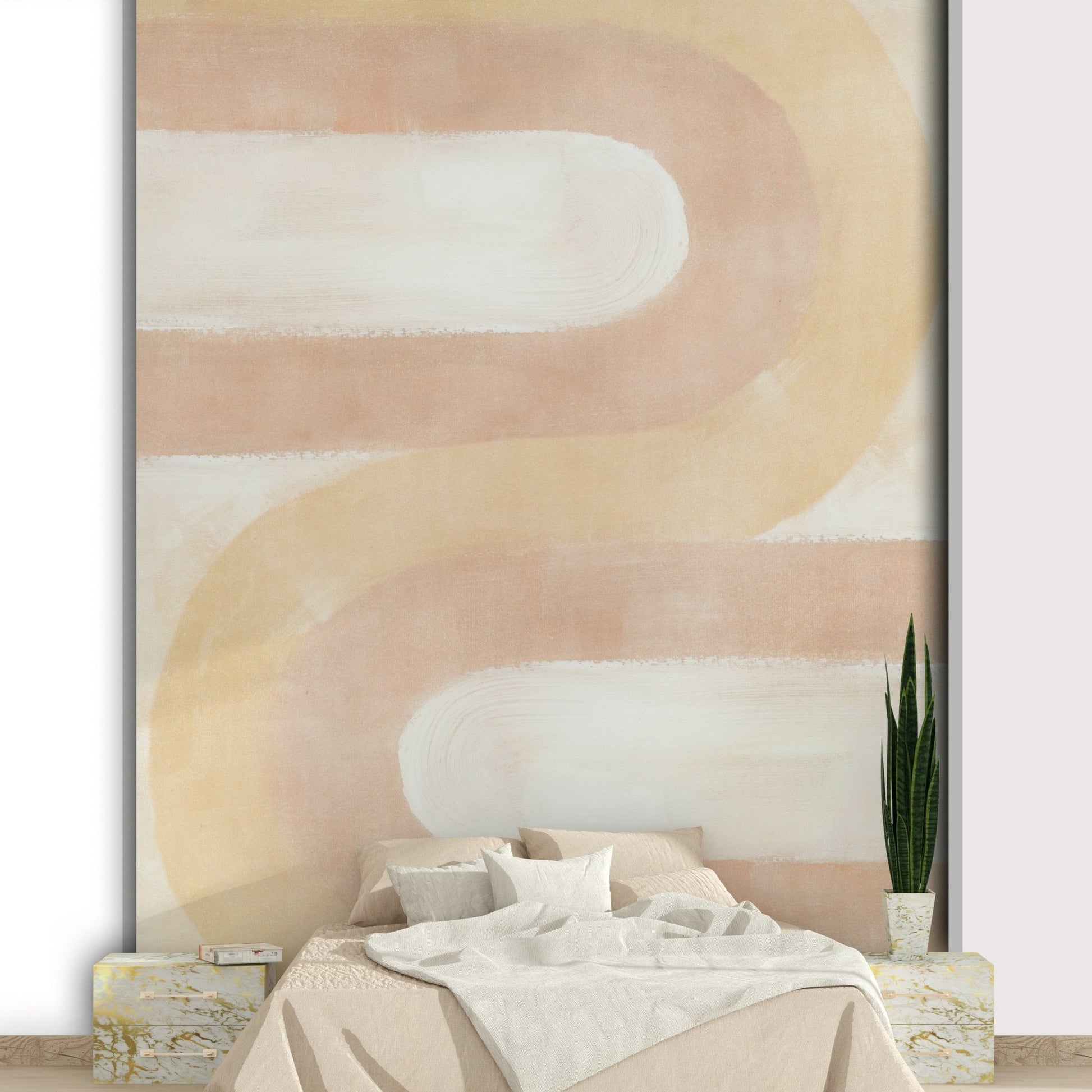 Warm blush abstract arch wallpaper

