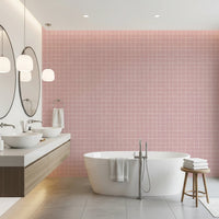 Chic blush pink linen look grid pattern detail.