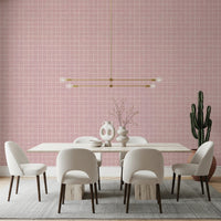 Pale rose linen grid design with subtle lines.