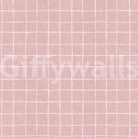 Blush pink woven linen grid pattern background.
