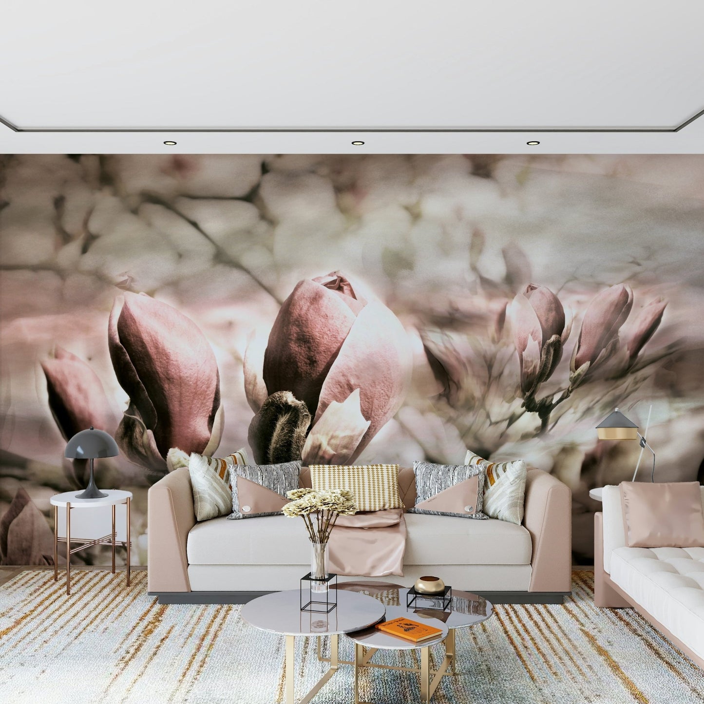 A serene subtle flower wall mural for your decor.