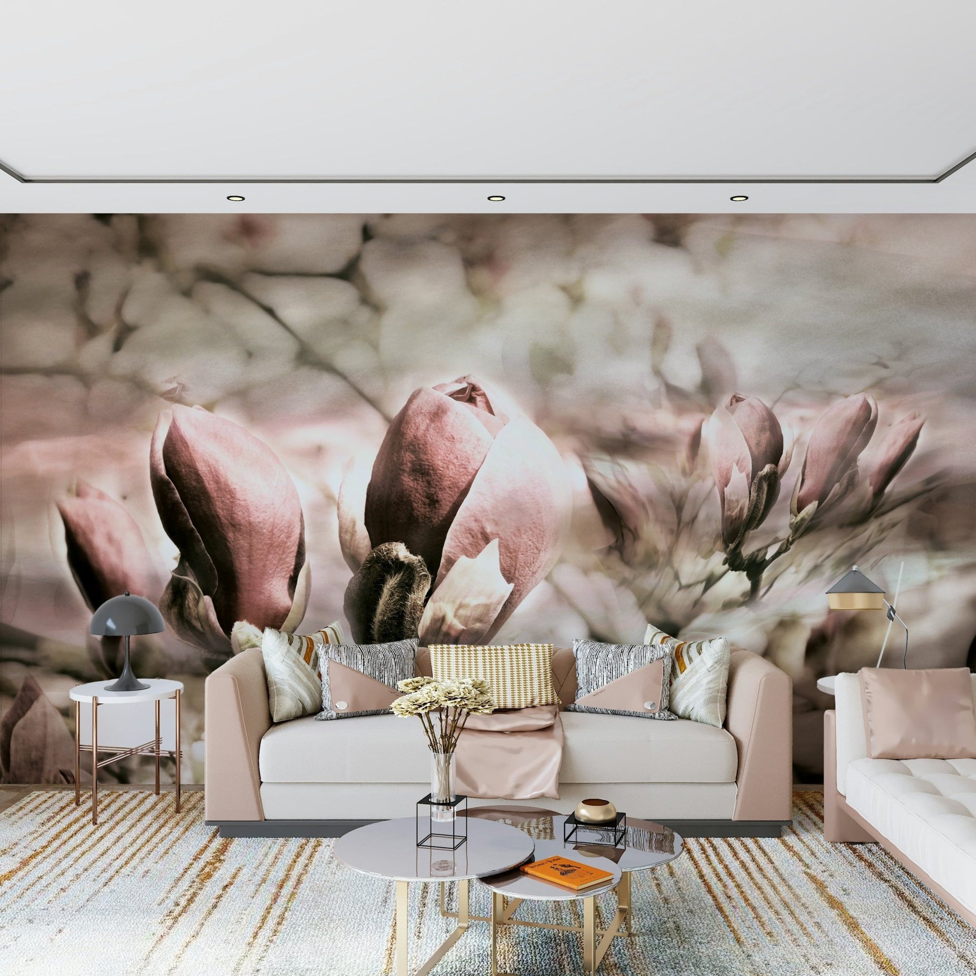 A serene subtle flower wall mural for your decor.