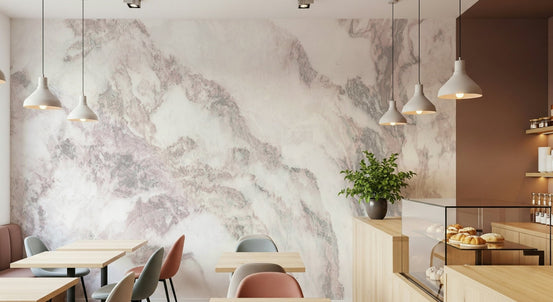Blush Marble Elegance wall mural in a chic bedroom., GD6049