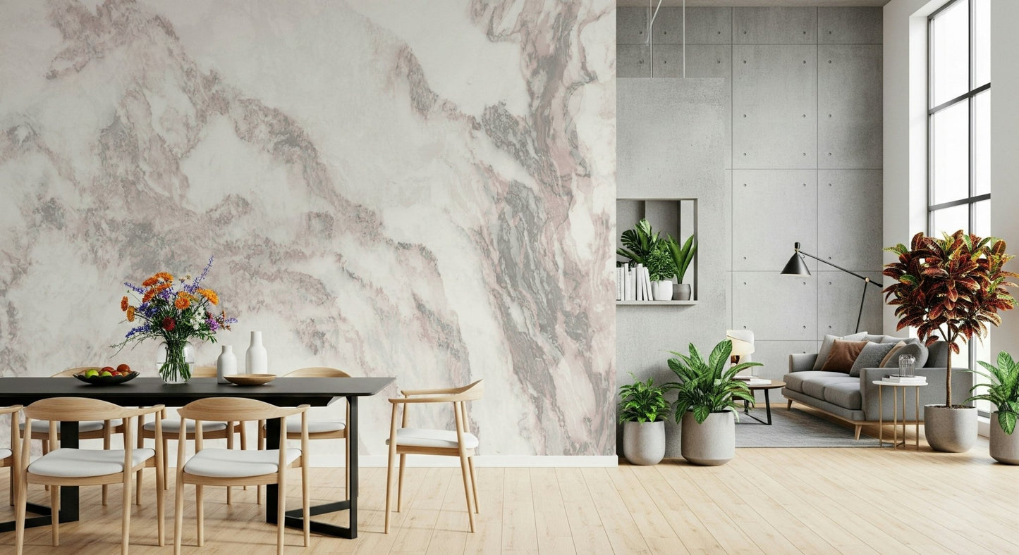 Blush Marble wallpaper for walls in a modern bathroom.