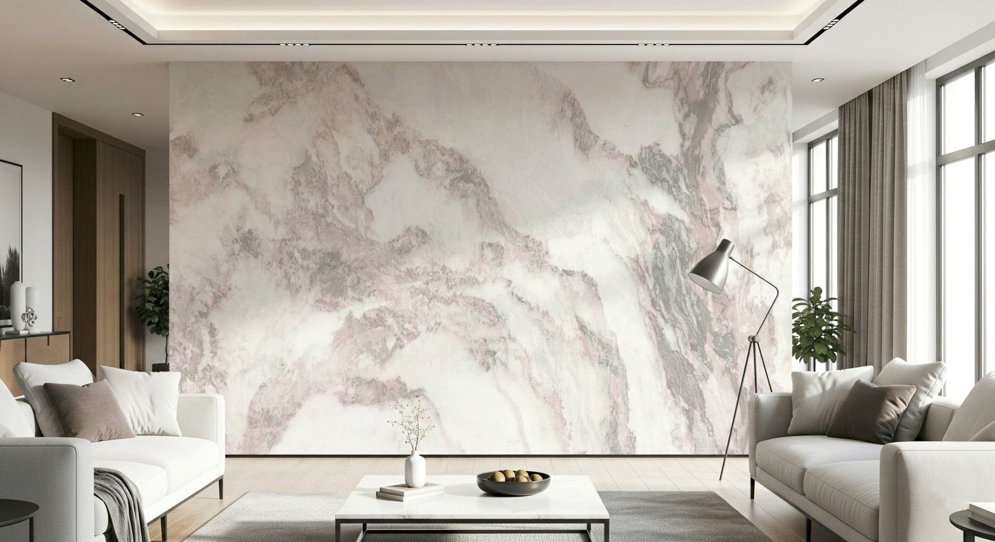 Detail shot of the Blush Marble Elegance wallpaper texture.