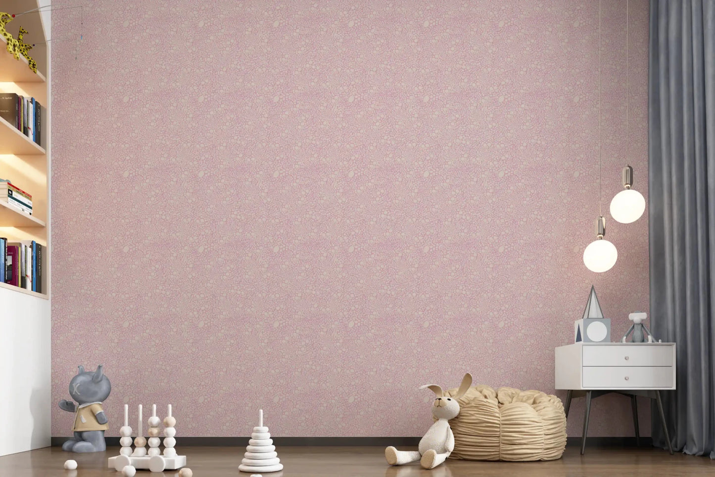 Cream pebble clusters cover the Blush Pebble Bloom wallpaper repeat throughout
⁠GD9503