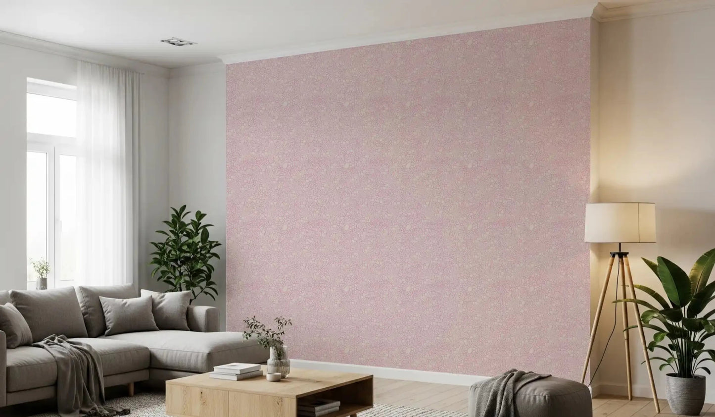 Living room runs the soft blush textured wallpaper along one full wall
GD9503