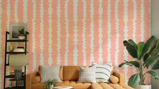 Blush Pebble Rows wallpaper for a chic, elegant room

