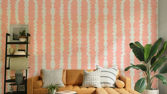 Blush Pebble Rows wallpaper for a chic, elegant room

