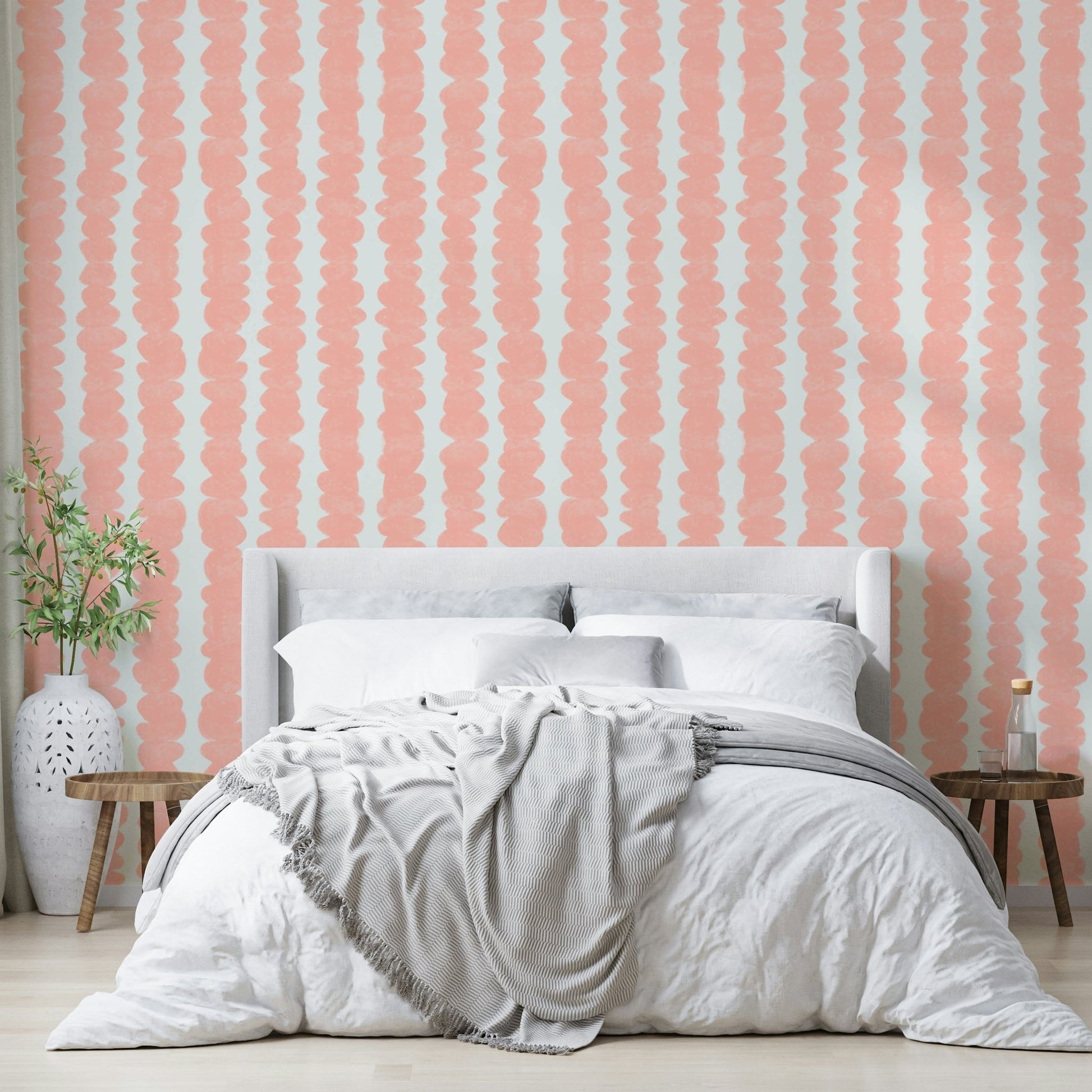 Calming Blush Pebble Rows wallpaper for living room walls, GD2275