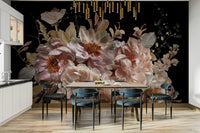 A classic dark floral wallpaper for walls with subtle color.

