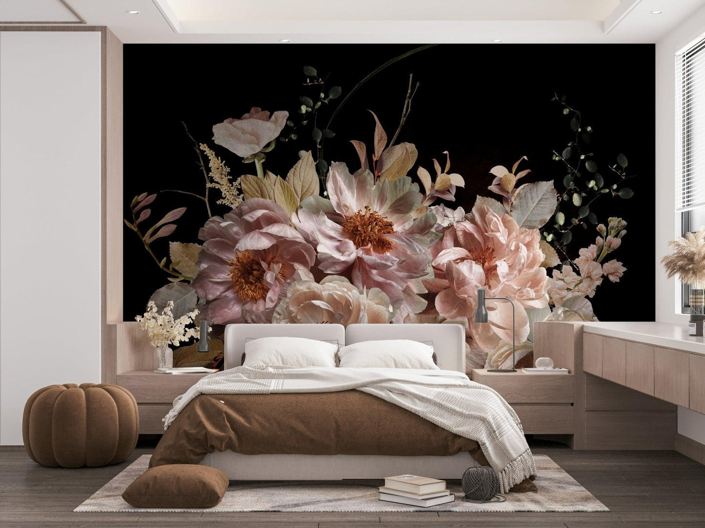 A high-quality dark botanical wall mural for walls.

