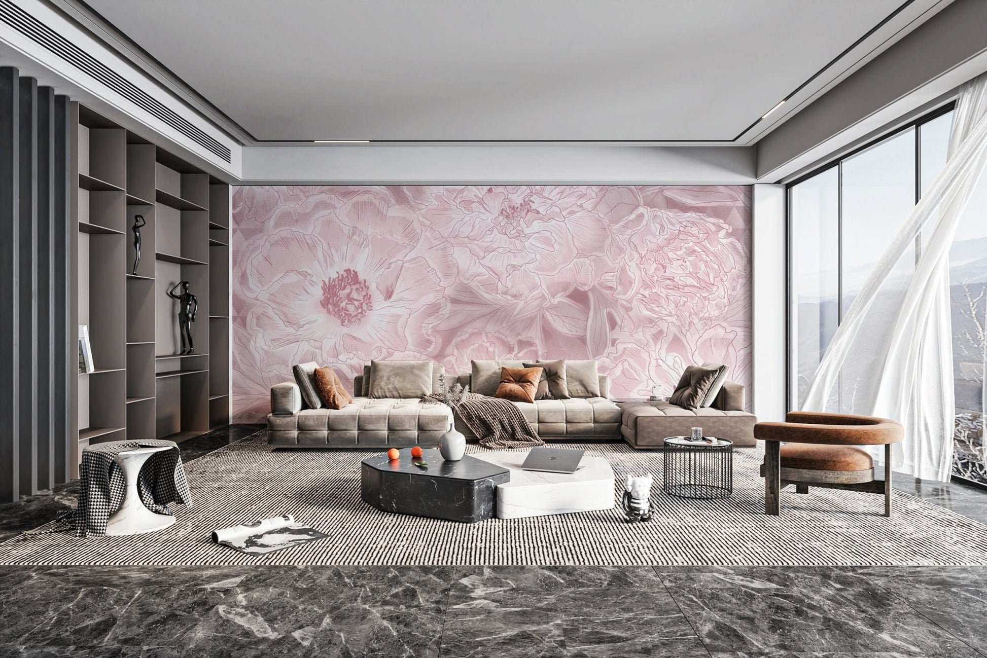 Chic Blush Floral Wallpaper for Home