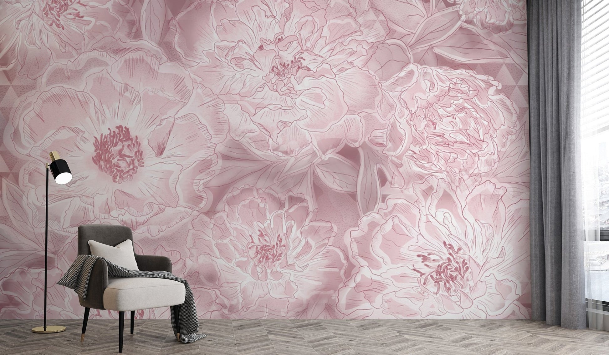 Vintage Floral Wallpaper with Peonies
