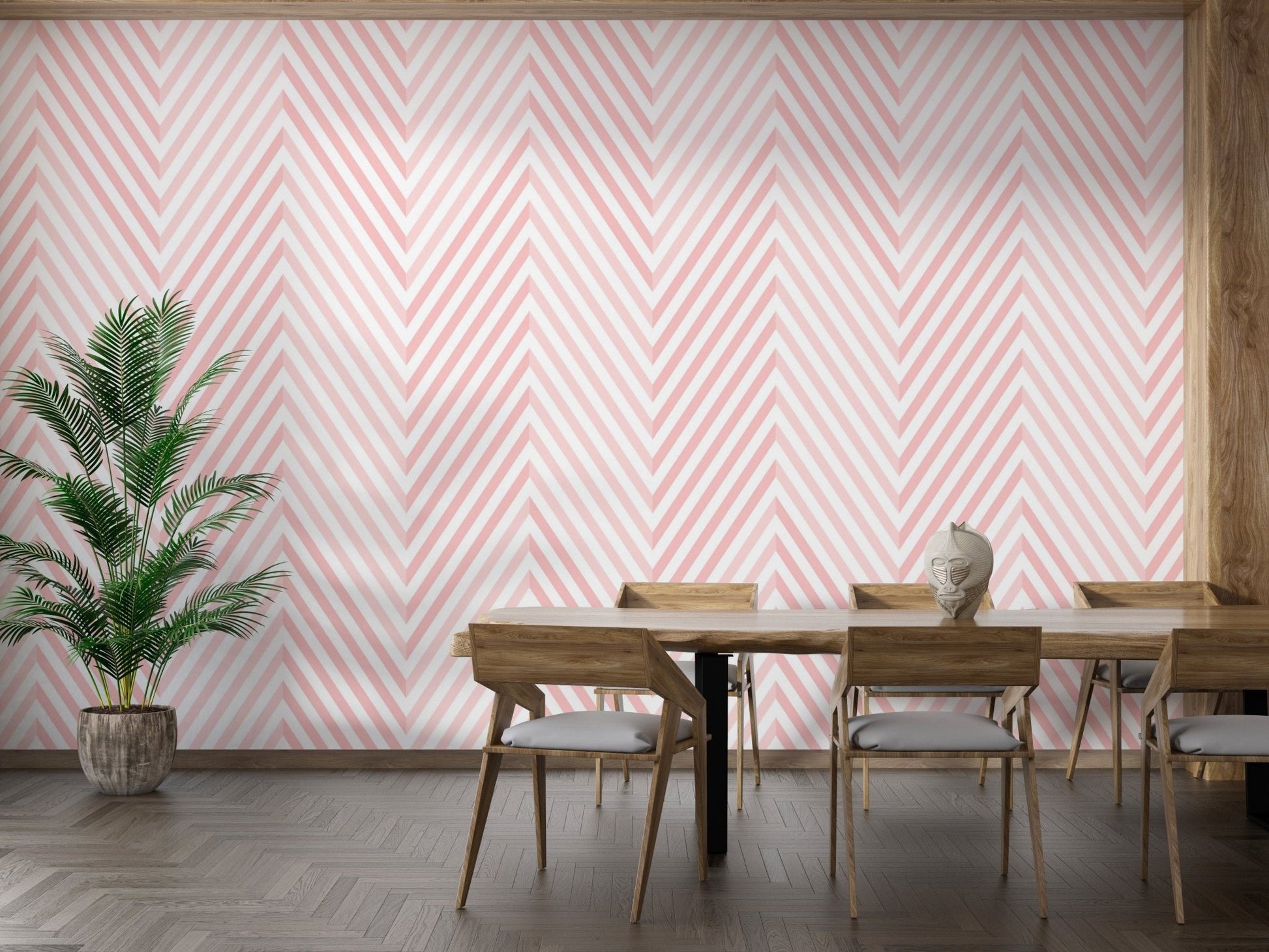 Elegant light pink and white wallpaper mural.