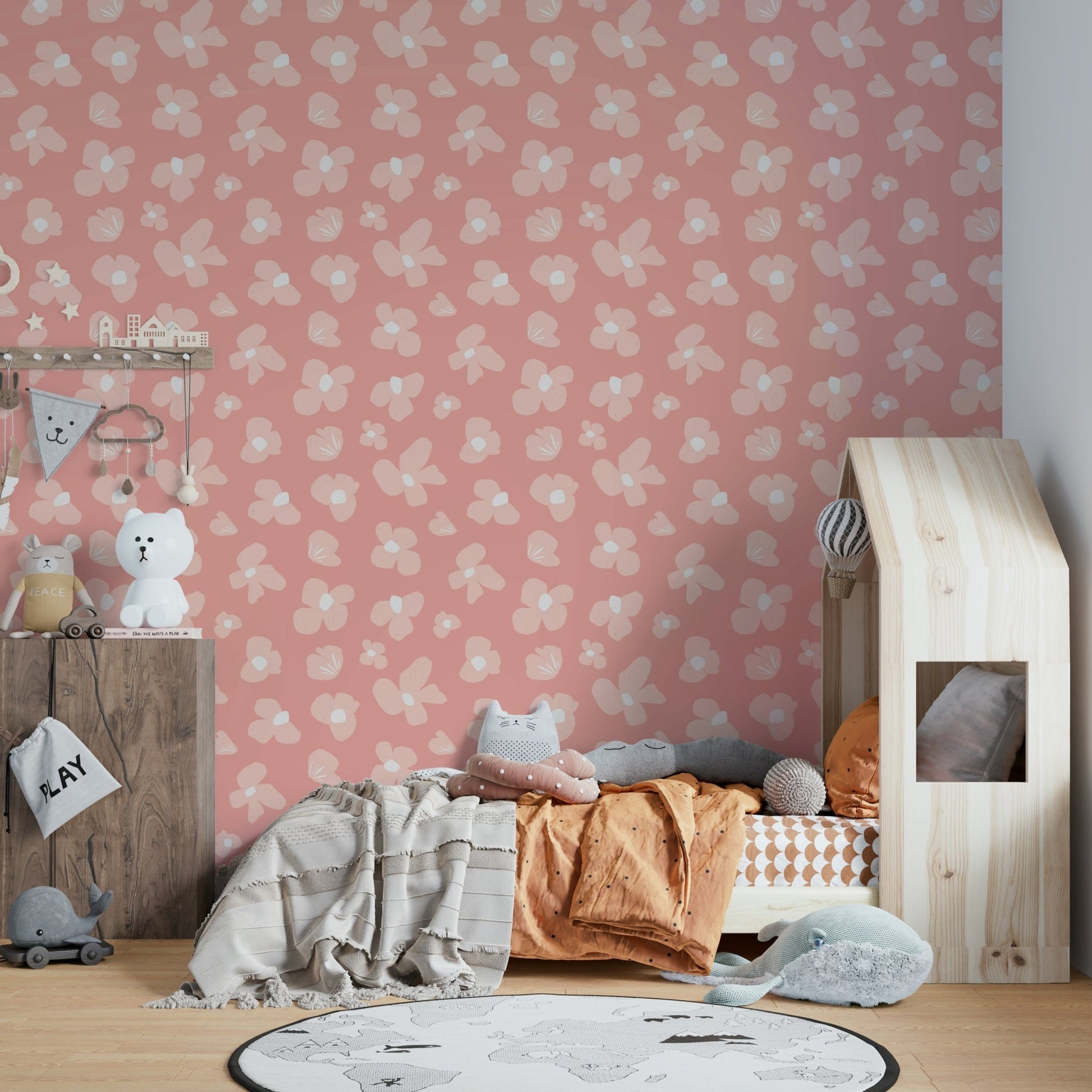 Blooming blush floral wallpaper for walls, GD956