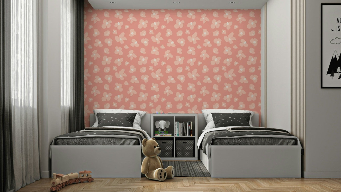 Blush pink bloom wallpaper with soft floral design

