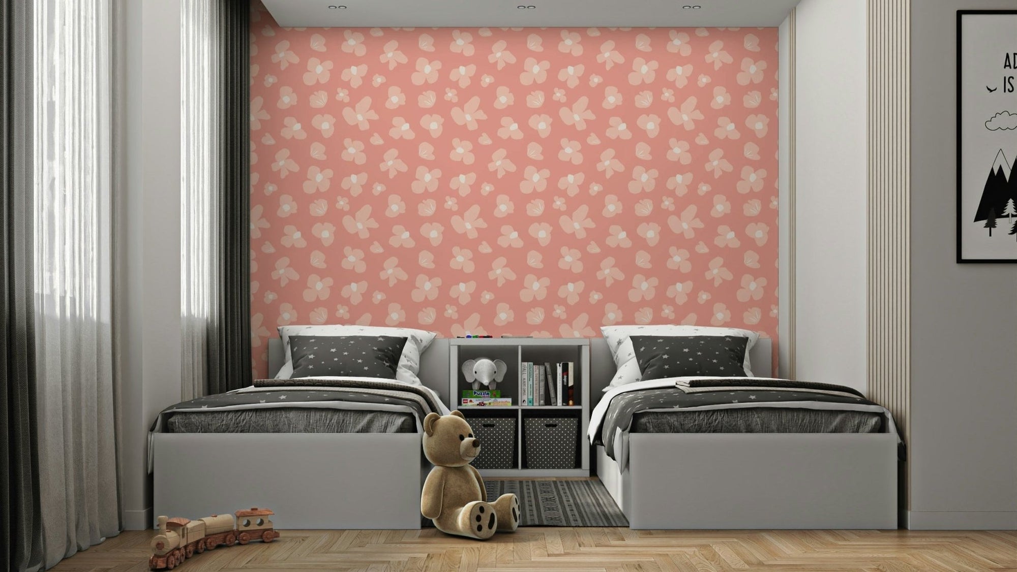 Blush pink bloom wallpaper with soft floral design, GD956